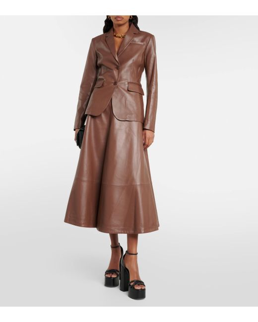 Altuzarra Brown Varda Leather Midi Skirt