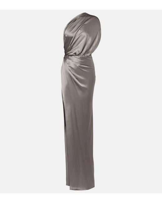 The Sei White Draped Silk Satin Gown