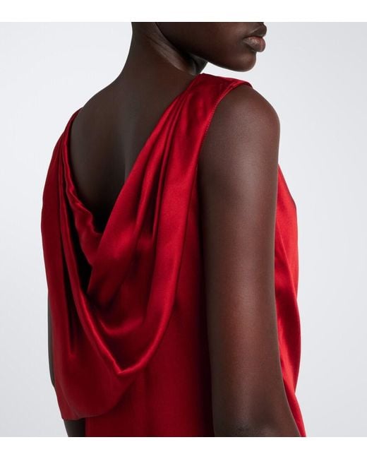 Maison Margiela Red Draped Satin Maxi Dress