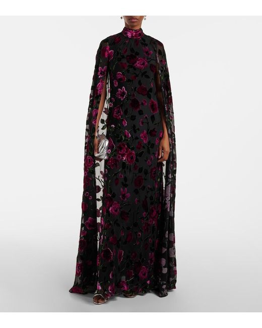 Rodarte Black Devore Velvet Gown