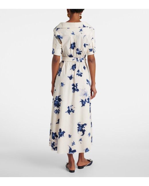 Altuzarra Blue Lydia Floral Cotton-Blend Midi Dress