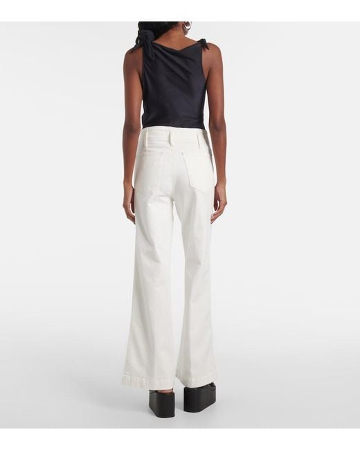 FRAME White The Seamed Wide High-Rise Pants