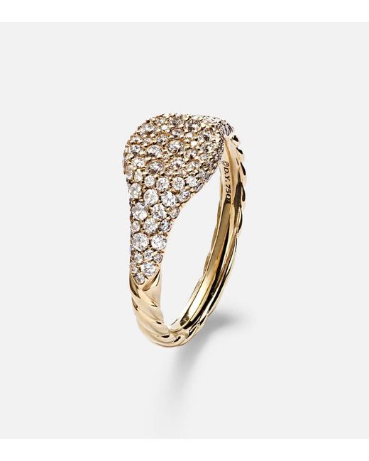David Yurman White Petite Pave 18Kt Pinky Ring With Diamonds