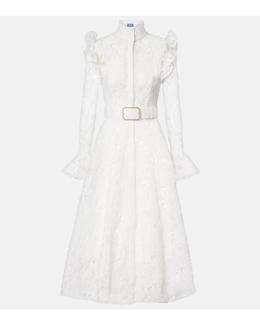 LEO LIN White Midikleid Aliyah Aus Spitze
