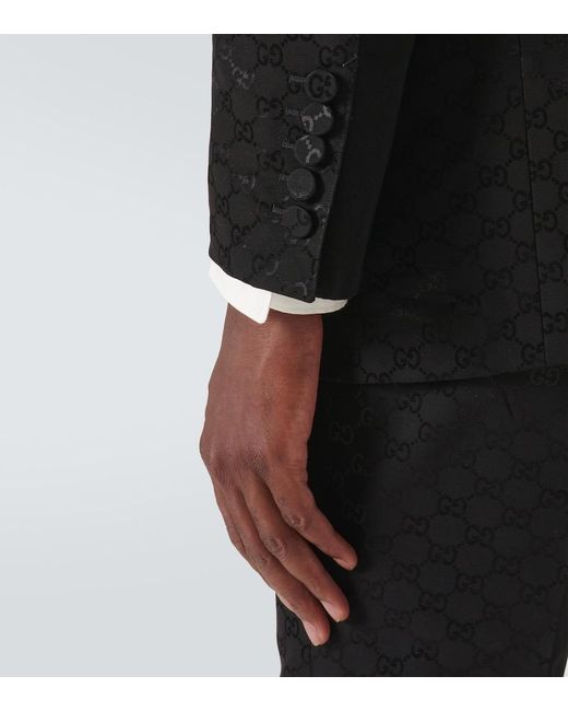 Gucci Black Gg Cotton Viscose Formal Jacket for men
