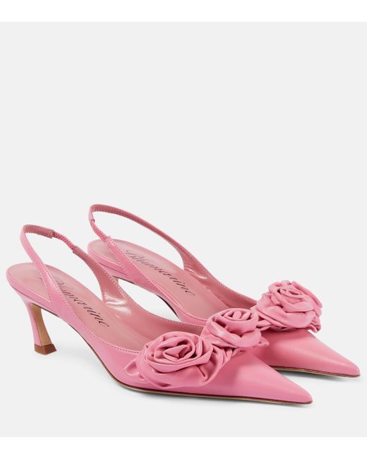 Blumarine Pink Juliet 124 Floral-applique Slingback Pumps