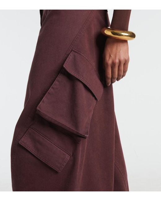 Alaïa Purple Cotton Twill Cargo Pants