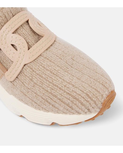 Baskets En Maille Et Cuir Tod's en coloris Natural