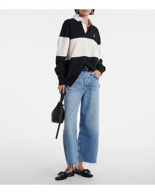 Citizens of Humanity Blue Ayla Cropped Wide-Leg Jeans