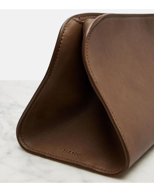 The Row Brown Peggy Small Leather Clutch