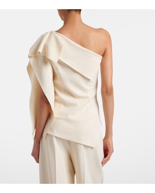 FFORME Natural Lavinia Draped One-Shoulder Top