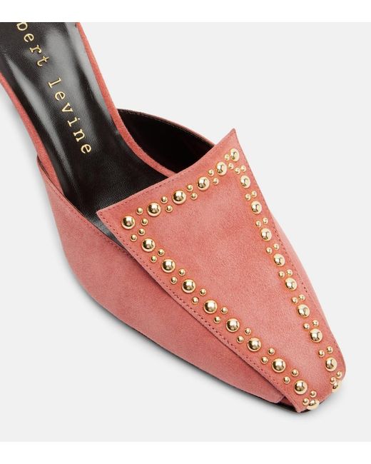 Herbert Levine Pink Bright Idea 70 Embellished Suede Mules