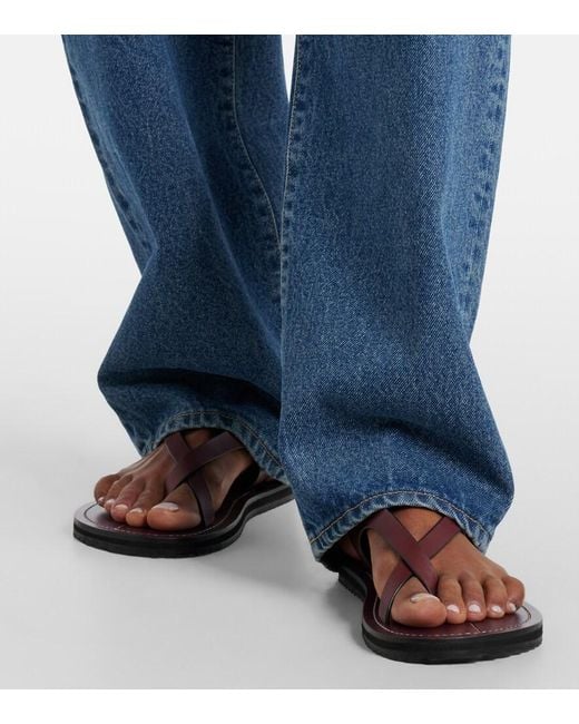 SLVRLAKE Denim Blue Tess Long Low-Rise Wide-Leg Jeans