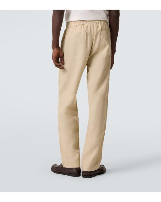 Sunspel Natural Linen Straight Pants for men