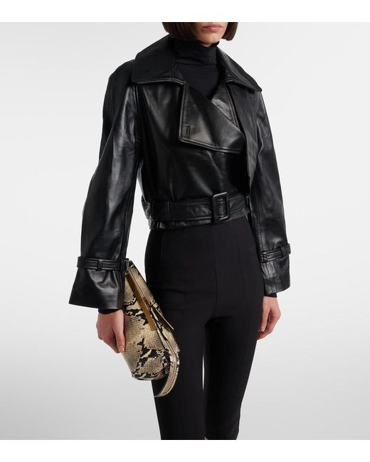 Nour Hammour Black Hatti Cropped Leather Jacket
