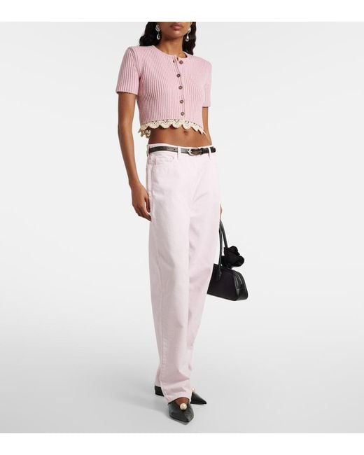 Magda Butrym Pink Mid-Rise Wide-Leg Jeans