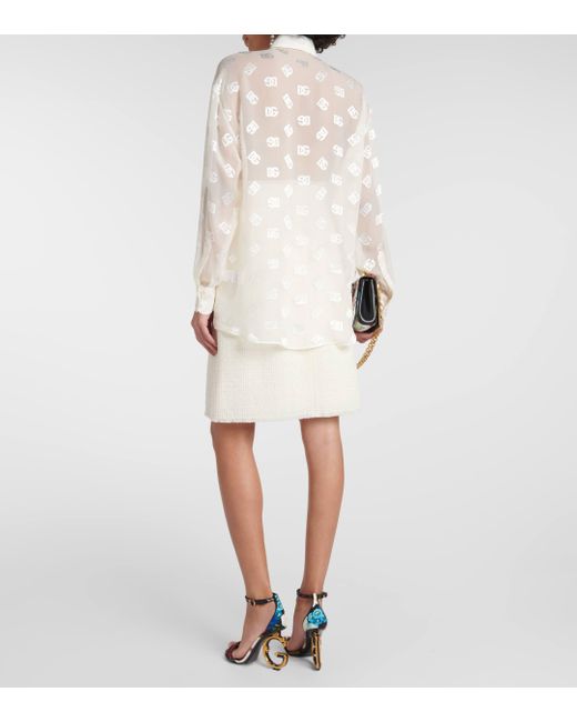 Dolce & Gabbana White Burnout Sheer Silk Shirt