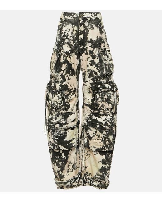 The Attico Metallic Bedruckte Cargohose Fern Aus Baumwolle