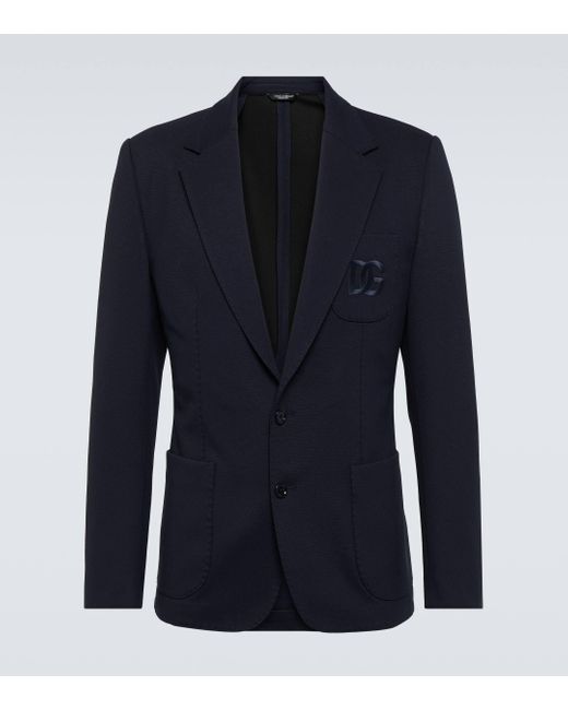 Dolce & Gabbana Blue Embroidered Blazer for men
