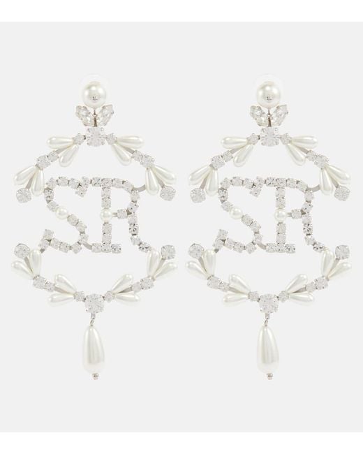 Orecchini Con Cristalli E Perle Bijoux di Simone Rocha in White