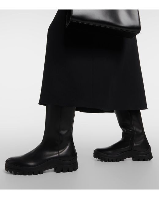 The Row Black Greta Leather Rain Boots