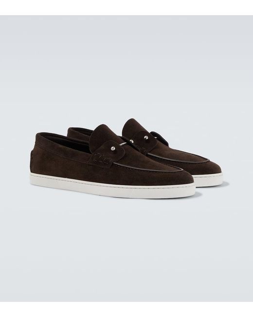 Christian Louboutin Black Chambeliboat Suede Slip-On Shoes for men