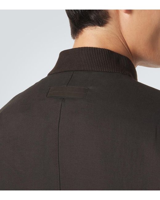 Zegna Black Linen Bomber Jacket for men