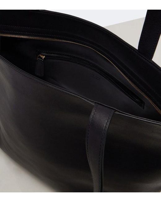 The Row Black Parker Medium Leather Tote Bag