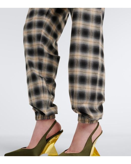 The Attico Gray Checked Cotton Sweatpants