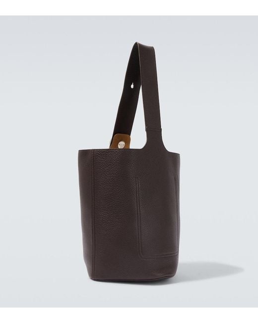Loewe White Pebble Large Leather Bucket Bag for men