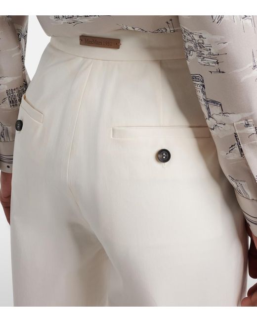 Max Mara White Dentice Cotton-Blend Wide-Leg Pants