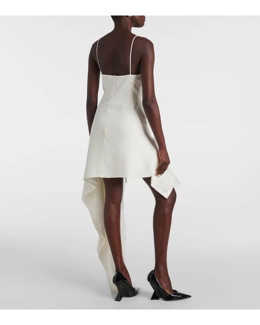 David Koma White Bridal Asymmetric Lace-Trimmed Minidress