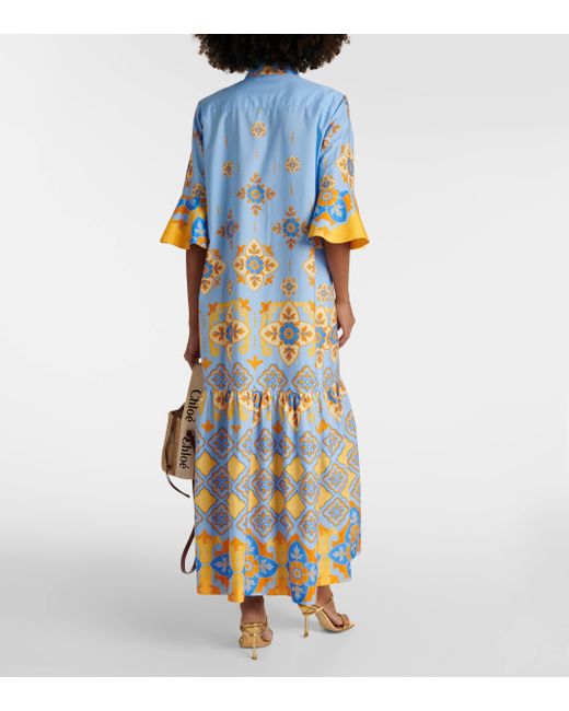 Robe longue Artemis imprimee en coton LaDoubleJ en coloris Blue