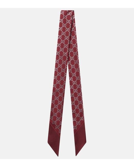 Gucci Red Tuch Gg Aus Seiden-Twill