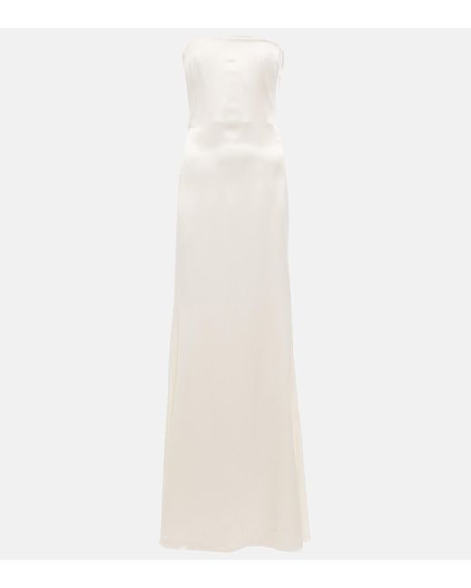 Saint Laurent White Bridal Silk Satin Gown
