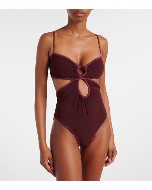 Johanna Ortiz Cutout Gathered Terry Swimsuit