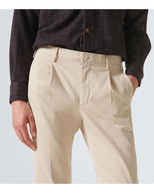 Slowear Natural Pleated Cotton Tapered Pants for men
