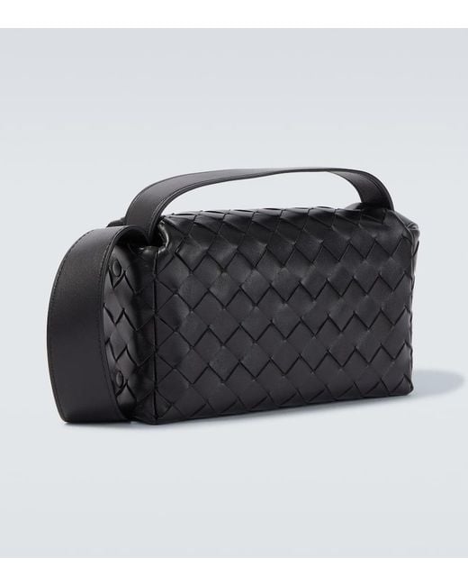 Bottega Veneta Black Intrecciato Mini Leather Crossbody Bag for men