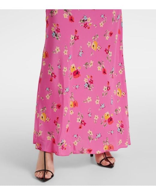 Rodarte Pink Lace-Trimmed Silk Maxi Dress
