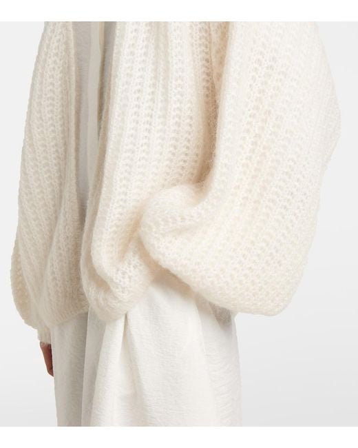 Totême White Open-Front Mohair-Blend Cardigan