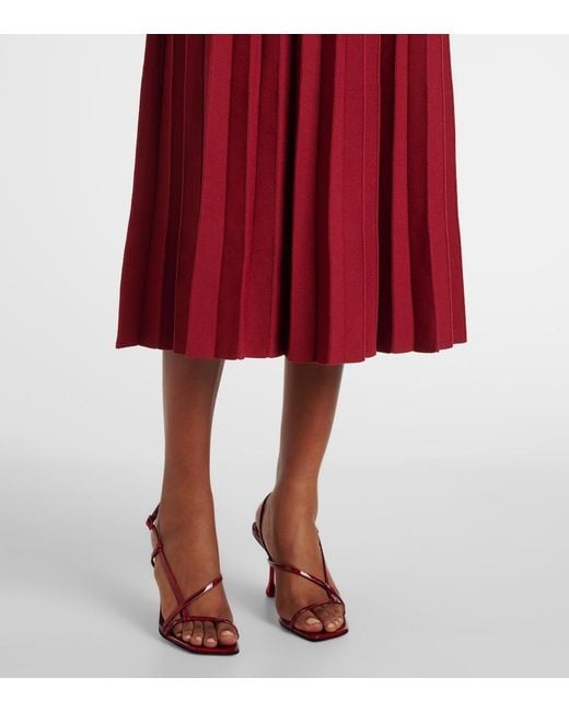 Staud Red Beaton Chiffon-Trimmed Velvet Maxi Dress