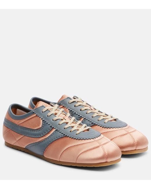 Dries Van Noten Blue Leather-Trimmed Satin Sneakers