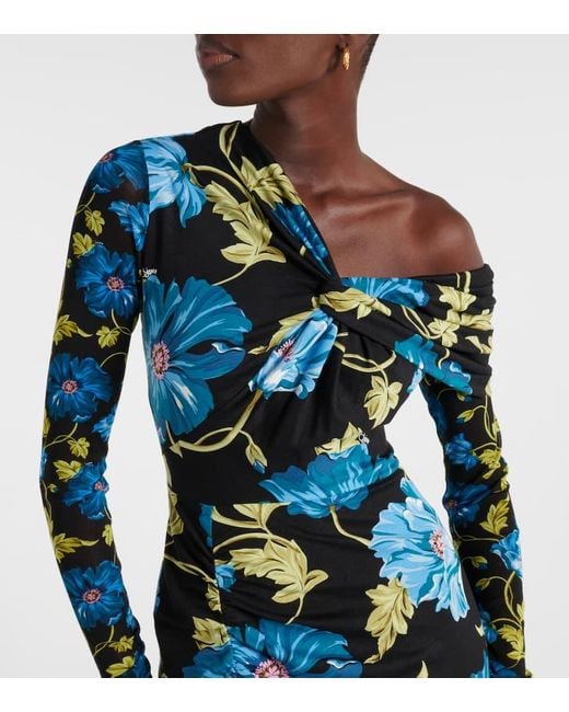 Diane von Furstenberg Blue Rich Floral Midi Dress