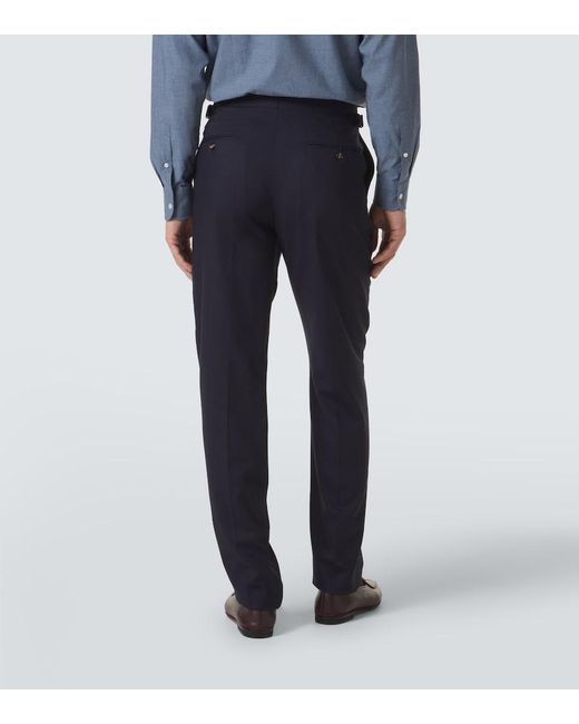 Dunhill Blue Wool Straight Pants for men