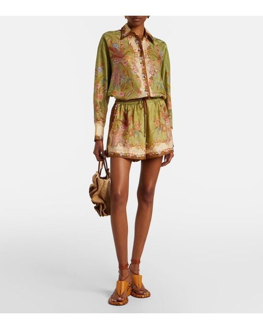 Zimmermann Metallic Indra Printed Silk Shirt