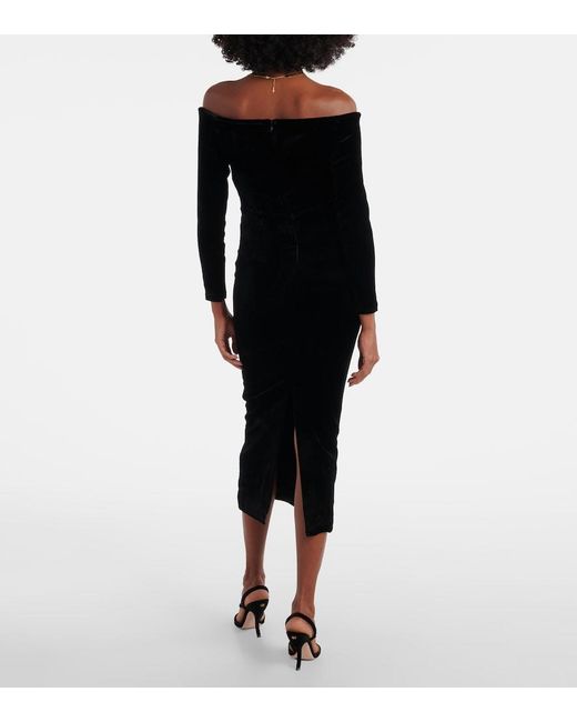 Roland Mouret Black Off-Shoulder Midi Dress