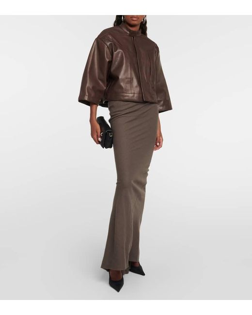Chaqueta De Piel Cropped Rick Owens de color Brown