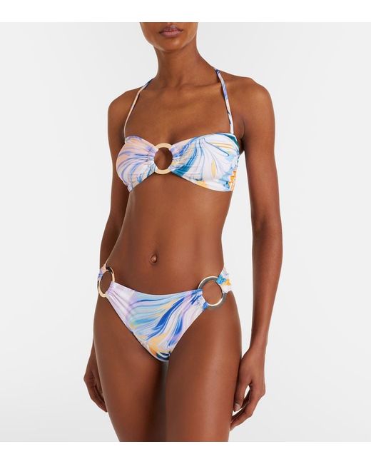 Alexandra Miro Blue Carlotta Printed Bandeau Bikini Top