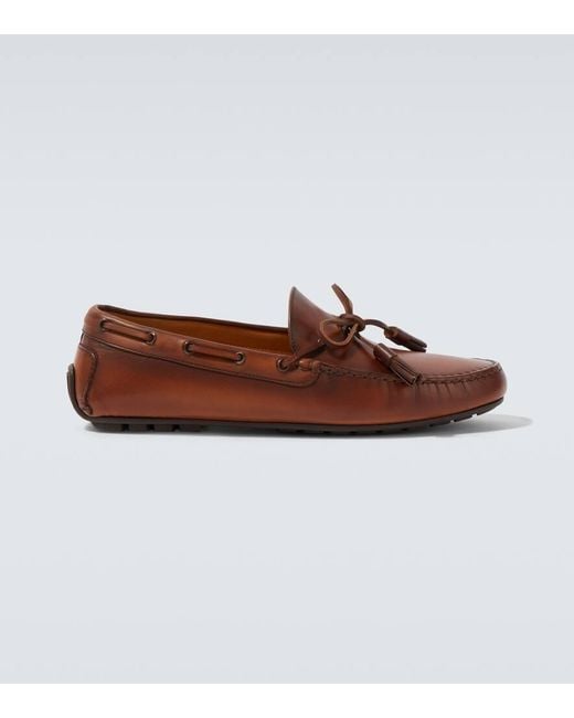 Ralph Lauren Brown Harold Leather Boat Shoes for men