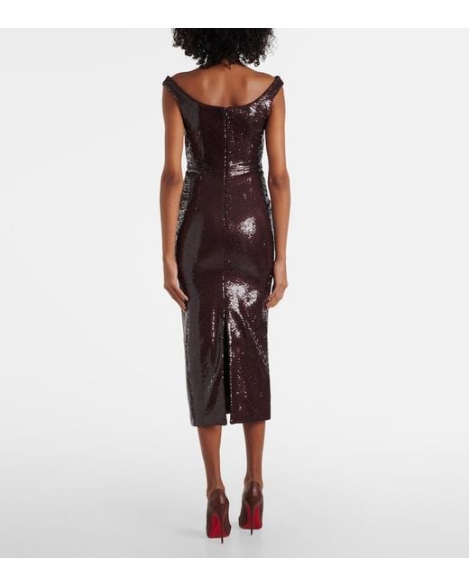 Roland Mouret Brown Off-Shoulder-Cocktailkleid Mit Pailletten